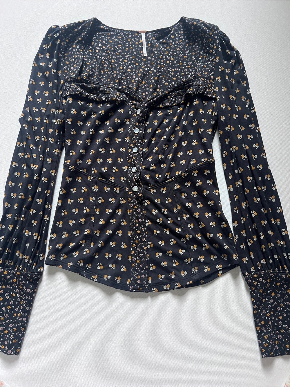 Free People Kissin Kate Top Xs Black Floral